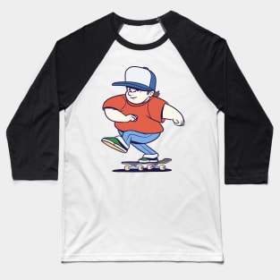 Funny Skater Cartoon Skateboarder Skateboard Baseball T-Shirt